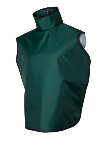 Dental radiation apron w/ collar and hanging loops lightweight adult green for sale