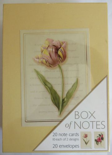 20 x Note Gift Cards + Envelopes Two Floral Designs Flowers Box of Notes