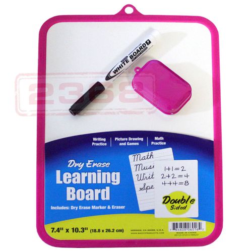 7.4” X 10.3” Dry Erase Learning Board Double Sided With Marker &amp; Eraser Pink