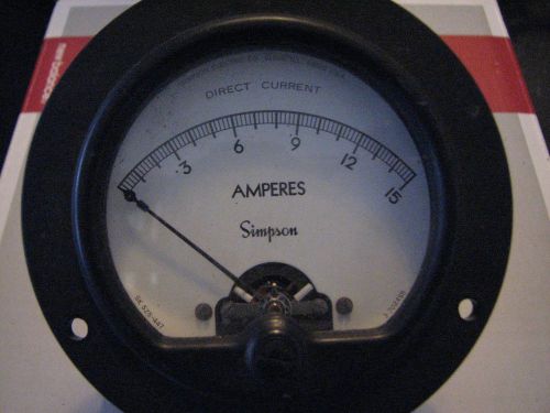 Simpson round  panel meter - 15 Amp DC