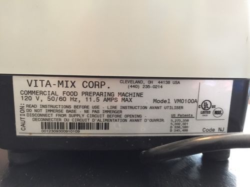 VITAMIX MODEL VM0100A COMMERCIAL BLENDER MIXER VMO 100 A VM0100A VITA