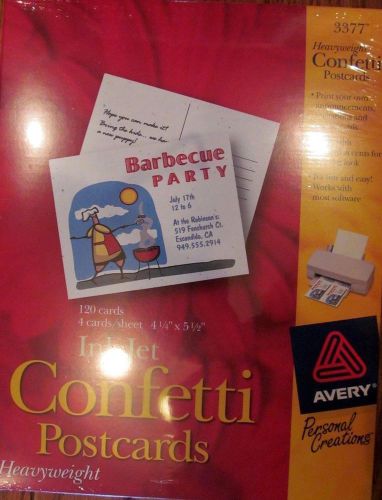 NEW Avery 3377 Heavyweight Ink Jet Confetti Postcards Pack Of 120 Print Your Own