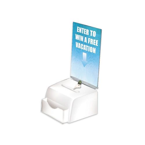 Azar 206777 Large Molded Suggestion Box Pocket Donation White Raffle ENTRY box