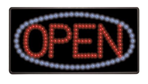 New LED OPEN Sign Board Store Display Blue Oval Border w/ 3 Lighting Modes
