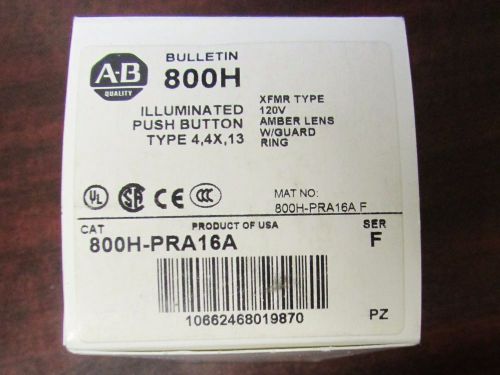 ALLEN BRADLEY Amber Lens Illuminated Pilot Light Push Button 120V 800H PRA16A