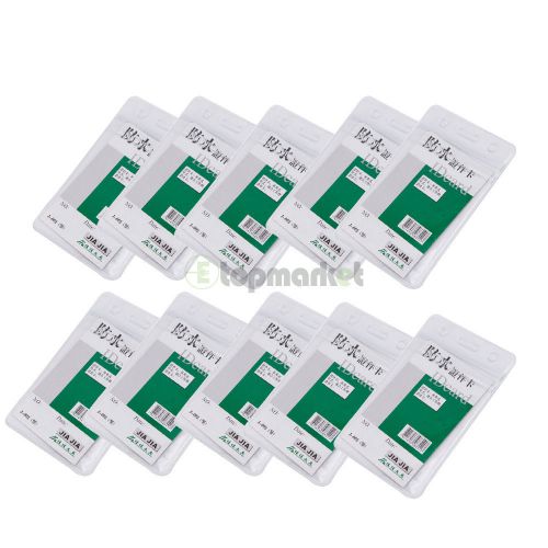 10 pcs vertical transparent id card badge holder bags waterproof sealable folder for sale