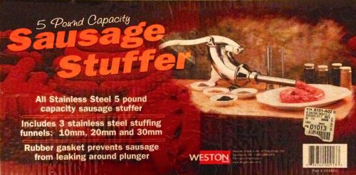 Weston 5 pound Sausage Stuffer 29-8801 Stainless Steel 3 stuffing funnels NIB