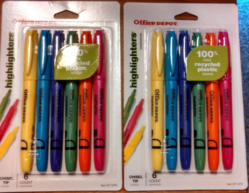 Office Depot Brand 100% Recycled Pen-Style Highlighters  12 Colored Highlighters