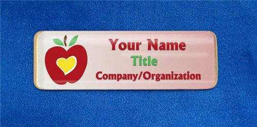 Apple Heart Custom Personalized Name Tag Badge ID Teacher School PTA Daycare