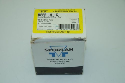 Sporlan BFFE-A-C, Thermostatic Expansion Valve, 3/8 x 1/2 SAE Flare, New