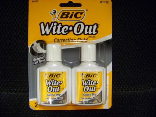 4 New Bic Wite-Out Quick Dry Correction Fluid -2 x 2 pack   **Free Shipping**