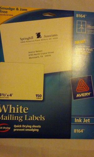 AVERY 8164 WHITE MAILING LABLES 3 1/3&#034; X 4&#034; 150 LABELS