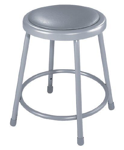 National Public Seating 6418 Steel Stool with 18&#034; Vinyl Upholstered Seat, Grey
