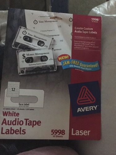 Avery 5998 White Audio Cassette Tape Laser Labels Discontinued Opened 8 Sheets
