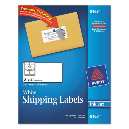 Avery Shipping Labels with TrueBlock Technology, 2 x 4, White, 250/Pack, PK - AV