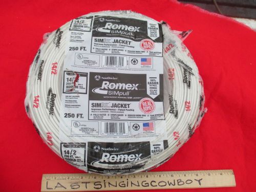 250&#039; roll 14-2 nm-b gauge indoor electrical copper wire white romex 600volt for sale