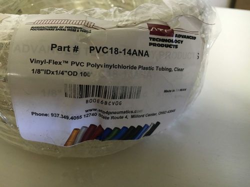 ATP Vinyl-Flex PVC Food Grade Plastic Tubing, Clear, 1/8&#034; ID x 1/4&#034; OD, 100 feet