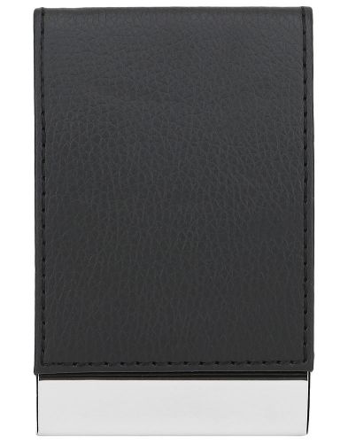 B-7 Metallic Black Business Card Holder with Leather Finish