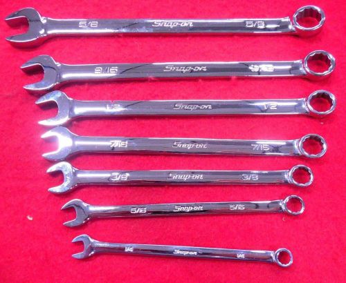 Snap on 7 Piece Combination Wrench Set 1/4 5/16 3/8 7/16 1/2 9/16 5/8