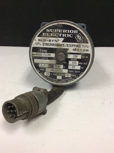 Used, Superior Electric, Slo-Syn SteppingMotor, M092-FC09E, 200 Steps, 2.5 Volts