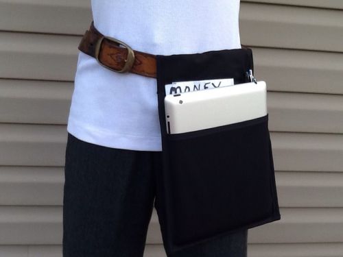 Black 10 i pad hip bottom pocket holster belt  apron bar waiter  money pouch for sale