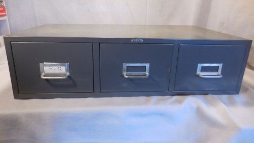 Cole Steel 3 drawer Card file Cabinet 28 wide,16 deep 7 high  Grey holds 6x8card