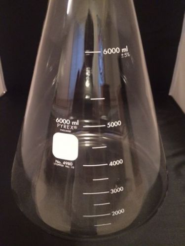 6000mL Pyrex Erlenmeyer Flask, Model 4980, narrow mouth,Graduated
