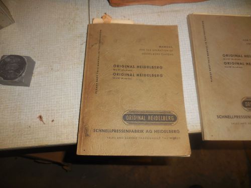 3 ORIGINAL HEIDELBERG BOOKS HINTS, OPERATION, SPARE PARTS MANUALS