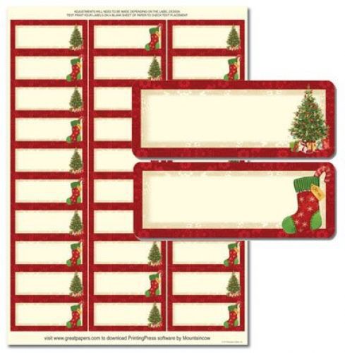 GP Christmas Tree and Stocking Address Labels -1&#034; x 2 5/8&#034; - Pack of 150 Labels