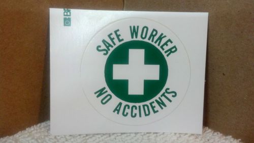 Hard hat sticker, safe worker, no accidents, 2&#034; diameter for sale