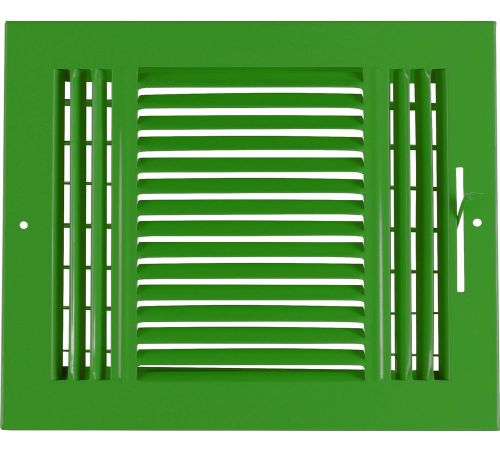 10w&#034; x 8h&#034; fixed stamp 3-way air supply diffuser, hvac duct cover grille green for sale