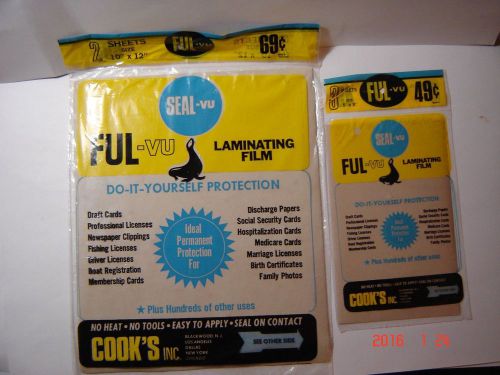 VINTAGE Ful-VU Laminating Film by Cook&#039;s Inc. 10x12 + 5x8 NEW unopened