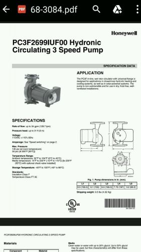 HONEYWELL Circulator pump PC3F2699IUF00