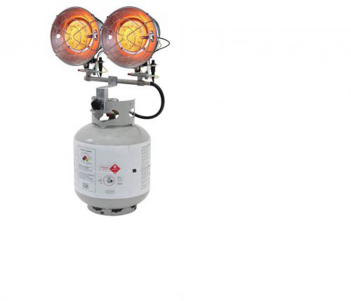 Propane heater lp - tank mounted - 30,000 btu - 3 heat settings - two head for sale
