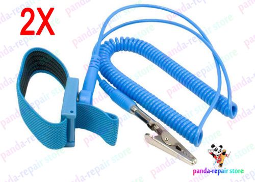 2x anti static antistatic esd adjustable wrist strap band grounding wire us ship for sale