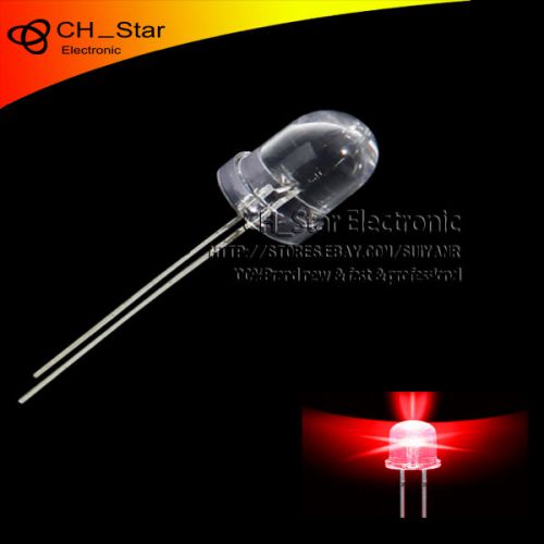 30pcs 10mm led round top transparent red light emitting diodes ultra bright for sale