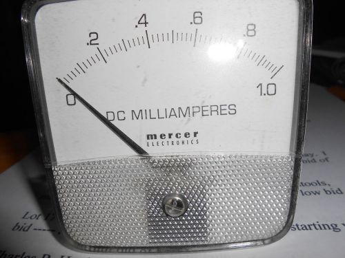PANEL METERS - MERCER - 0 TO 1 DC MILLIAMPERES  - 3.5&#034; WIDE BY 3.5&#034; HIGH
