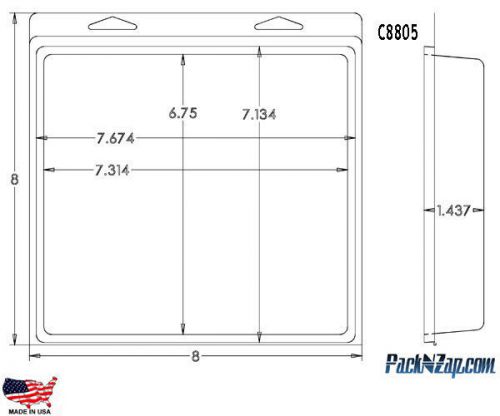 C8805:  115 - 8&#034;H x 8&#034;W x 1.4&#034;D Clamshell Packaging Clear Plastic Blister Pack