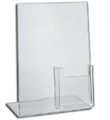 8 1/2 x 11  Clear Acrylic L Frame Sign Holder w Attached Brochure Holder