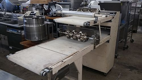 Moline model 330 bakery donut dough sheeter with 2 cutter heads and roller nice for sale