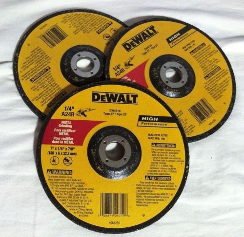 DeWalt DW4719 7&#034; x 1/4&#034; x 7/8&#034; Metal Grinding  Wheels lot of 3