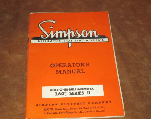 VINTAGE OPERATORS MANUAL 1960 - SIMPSON VOLT OHM MILLIAMMETER MODEL 260
