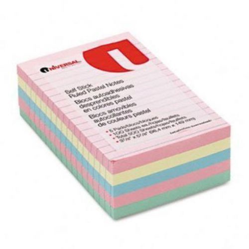 NEW Self-Stick Notes 4 x 6 Lined 4 Pastel Colors 5 100-Sheet Pads/Pack