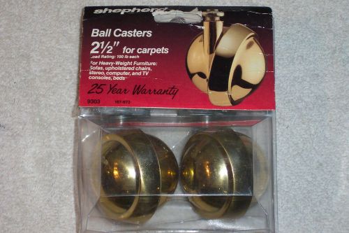 SHEPHERD 9303 Ball Casters 2 1/2&#034; Brass for Carpets Heavy-weight Furniture Set 2