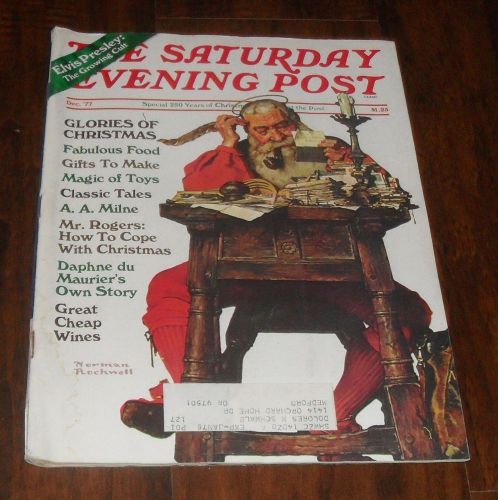 VTG The Saturday Evening Post Magazine December 1977 Norman Rockwell Santa Xmas