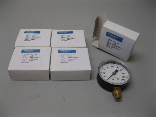 Lot (5) ashcroft 0-200 psi pressure gauge 2-1/2&#034; face 25w1005 new e18 (1769) for sale