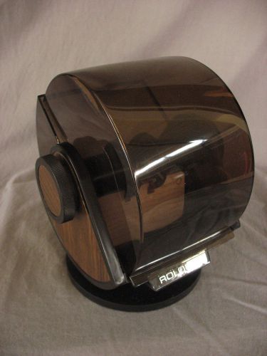 Vintage Rolodex Index Card File Round Swivel Tinted Black Brown Faux Wood SW-24C