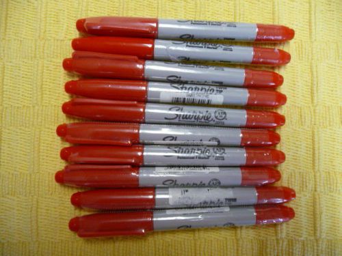 TEN (10) Sharpie Permanent Markers ~  Red