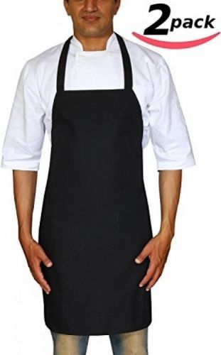Bistro-garden-craftsmen professional bib apron black spun polyester - set of 2, for sale