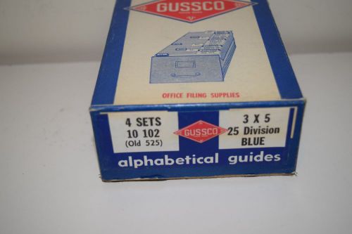 4 Sets Vintage A-Z Index Card Guide Sets 3 x 5 Gussco - recipe box Blue